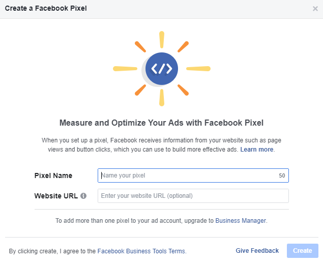 Creating a Facebook Pixel Information